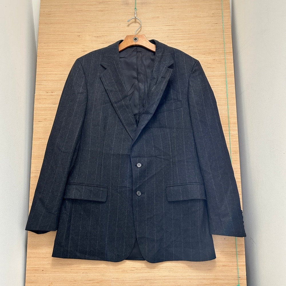 Polo Ralph Lauren University Club Pinstripe Wool Blazer Charcoal Grey Made USA